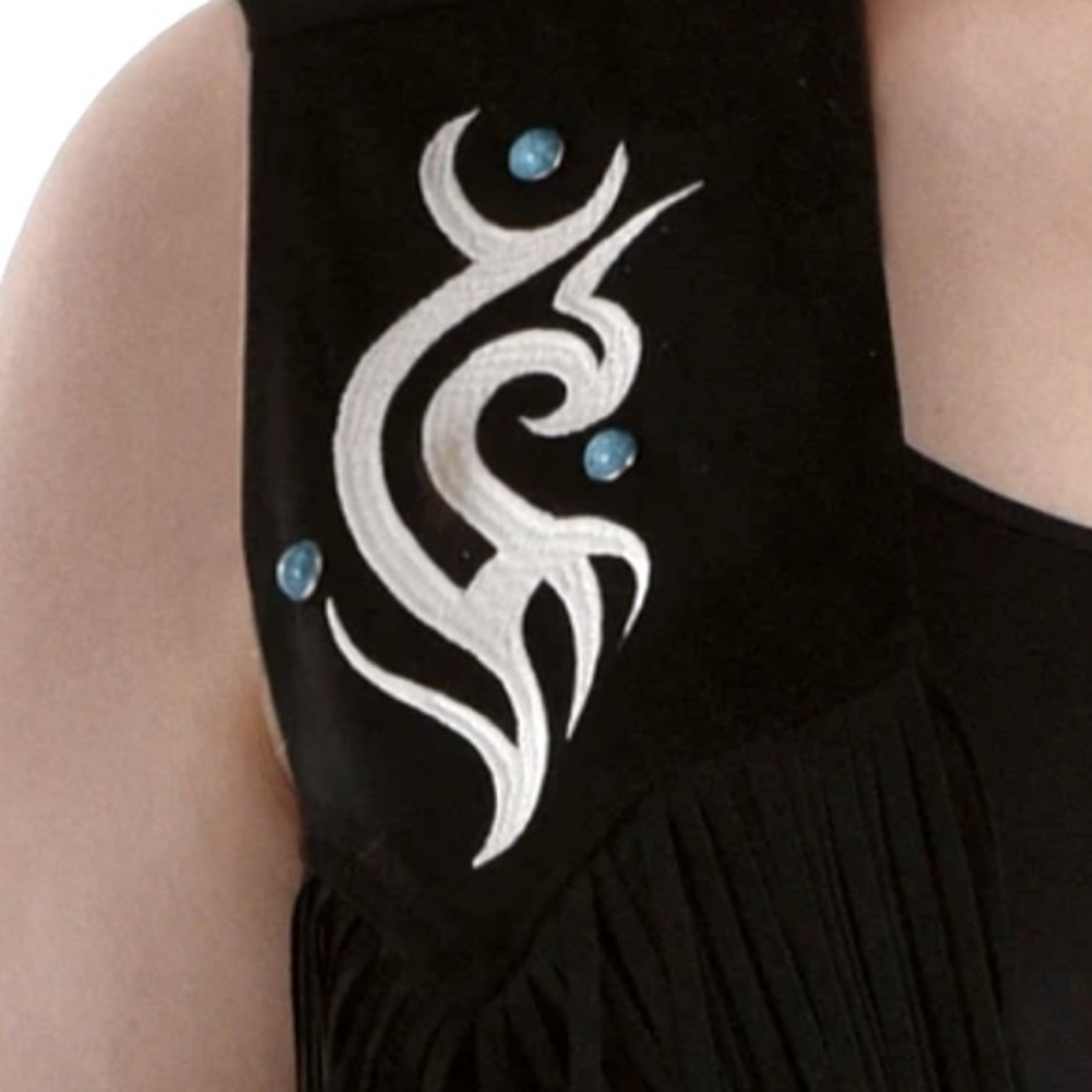 AMSCAN COWGIRL VEST Adult Black Faux Suede with Fringe size S  NWT - Picture 9 of 11